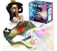 Lovchil LED Maschera Hallowee, 2024 Upgrade LED Purge Mask Glitter nel Buio Maschera Dinosauro Con Sound Changer & Light Realistico & Spray Halloween Gifts For Kids And Adults Regali Halloween