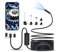 Lovcoyo 1920P HD Endoscopio Per Ispezione Serpente, Endoscopio per Smartphone con 8 LED, Sonda Telecamera Impermeabile Semirigido, Funziona con Smartphone Android e iOS, iPad (16,5FT/5M)