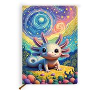 Lovdazzles Pretty Leather Lined Journal Cute Axolotl Notebooks 200 Pages A5 Ruled Journaling Notebooks, Office Gifts for Women Coworkers, Gift for Teenage Girls (5.8 x 8.3)