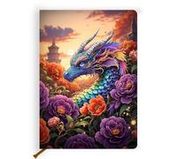 Lovdazzles Pretty Leather Lined Journal rainbow dragon Notebook 200 Pages A5 Ruled Notebooks, Notebook Journal for Writing Work, Dragon Lovers Gifts for Women (5.8 x 8.3)