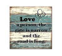 Love A Person The Gate is Narrow - Pannelli con cornice e scritta in lingua inglese "Love A Person The Gate is", decorazione da parete per camera da letto, cucina, soggiorno, tavolo, 20,3 x 20,3 cm
