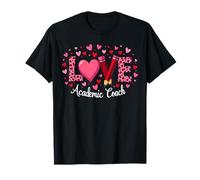Love Academic Coach Leopard Print Cuore e matita Design Maglietta