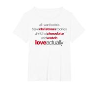 Love Actually Drink Hot Chocolate Movie Font Text Maglietta, Donna Plus-Size, Bianco, 4X