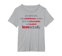 Love Actually Drink Hot Chocolate Movie Font Text Maglietta, Donna Plus-Size, Grigio Melange, 5X