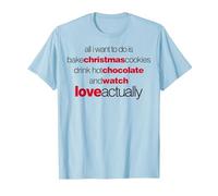Love Actually Drink Hot Chocolate Movie Font Text Maglietta, Uomo, Celeste, XL