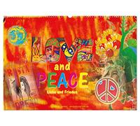 Love and Peace Liebe und Frieden (Wandkalender 2026 DIN A2 quer), CALVENDO Monatskalender: Die Hippiebewegung mit Ihrem Traum von einer besseren Welt ... Collagen und schönen Zitaten.