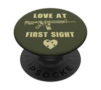 Love at First Sight - Men's Funny Sarcastic Gun Humor PopSockets PopGrip Adesivo