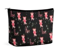 Love Axolotls - Borsa per il trucco da donna, in pelle PU resistente all'acqua, con cerniera