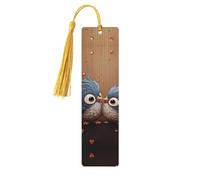 Love Birdie - Segnalibri in legno a righe per gli amanti dei libri, segnalibro fai da te fatto a mano con nappe colorate stampate su entrambi i lati, accessori artistici per libri, regalo per donne e