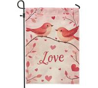 Love Birds - Bandiera da giardino, decorazione primaverile con uccelli romantici, double face, decorazione per prato da esterno, per San Valentino, 30,5 x 45,7 cm
