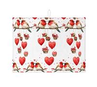 Love Birds - Tappetino scolapiatti per bancone della cucina, tappetino scolapiatti assorbente a tema primaverile, in microfibra, per bar, 45 x 61 cm