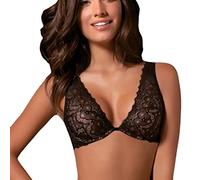 Love&Bra Bralette Reggiseno in Pizzo a Balconcino Leggermente Imbottito Coppa B con Ferretto (4, Bianco)