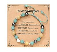 Love Bracele T - Braccialetto analogico regolabile in pietra naturale, intrecciato a mano, per la stagione di laurea, per ragazzi, Misura unica, Vetro, Nessuna pietra preziosa