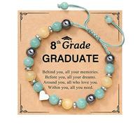 Love Bracele T - Braccialetto regolabile intrecciato a mano, con pietre naturali, per la stagione della laurea, per coppie, collane di perle per donne, Misura unica, Vetro, Nessuna pietra preziosa