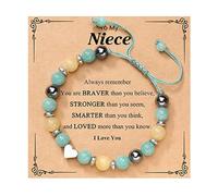 Love Bracele T - Braccialetto regolabile intrecciato a mano, con pietre naturali, per la stagione di laurea, coppia di orecchini con paillettes da donna, Misura unica, Vetro, Nessuna pietra preziosa