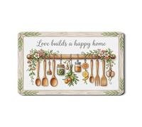 Love Builds a Happy Home, tappetino scolapiatti per bancone della cucina, tappetino in gomma assorbente con motivo floreale vintage, tappetino scolapiatti in pelle sintetica rustica, 30,5 x 50,8 cm