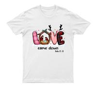 Love Came Down Maglietta Natalizia Unisex Regalo Retrò Divertente Donna...