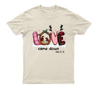 Love Came Down Maglietta Natalizia Unisex Regalo Retrò Divertente Donna...