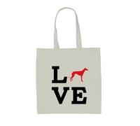 Love Cane Levriero Silhouette - Tela Borsa Grande - Cagnolino Animali Cani