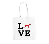 Love Cane Levriero Silhouette - Tela Borsa Grande - Cagnolino Animali Cani