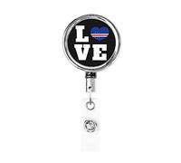 Love Capo Verde Flag Heart Bobina porta badge in metallo resistente, porta badge retrattile con clip da cintura per portachiavi Impiegato Insegnante