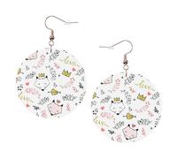 Love Cartoon Fox Stampa Piercing Rotondo Orecchini In Pelle Set 1 Paio di Eleganti Orecchini In Pelle Pendenti Cerchio Per Le Donne Gioielli Regali, One Size, Poliestere