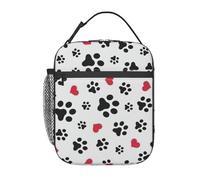Love Cat Paw Cuore Cucciolo Piede Stampa Stampa Portatile Isolata Borsa Pranzo Riutilizzabile Tote Lavoro Viaggi Outdoor Picnic Casual