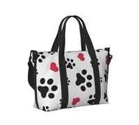 Love Cat Paw Heart Puppy Foot Print Borsa da viaggio per donne e uomini, leggera e pieghevole, per gite nel fine settimana, palestra, vacanze