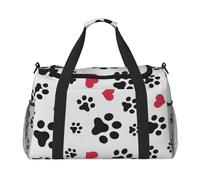Love Cat Paw Heart Puppy Foot Print Funzionale Borsa da Viaggio Ampio Spazio Borsa da Viaggio Pieghevole Tote per Weekender