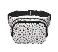 Love Cat Paw Heart Puppy Foot Print Square Waist Purse Double Layer Marsupio da viaggio alla moda per uomini e donne, nero, taglia unica, Nero, One Size