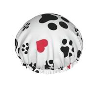 Love Cat Paw Heart Puppy Foot Print Versatile cuffia da doccia per donne uomini riutilizzabile leggera morbida cuffia per capelli da bagno