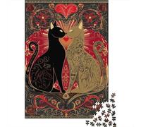 Love Cats Art Print Puzzle Impossibili 1000Pcs Decorazione Per La Casa. Rilassamento E Intelligence Per Adulti E Bambini Da 12 Anni 38x26cm/1000pcs