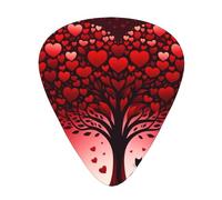 Love-Cats-Red-Tree - Confezione da 12 plettri per chitarra con 3 spessori e scatola portaoggetti, plettri in ABS per basso elettrico