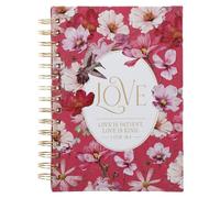 Christian Art Gifts Inspirational Journal, Love Is Patient Wide Ruled Notebook, 1 Corinthians 13:5 Bible Verse, Cherry Pink, 192 Lined Pages W/Scripture, (8.4" X 6.4" X 1")