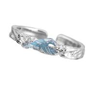 Love Commitment Coppia di anelli con design di montagna e mare, misura regolabile, accessori per le dita, gioielli, One Size, come descritto, come descritto