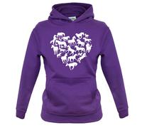 Love Cuore Cavallo - Bambini Felpa con Cappuccio Pony Animale Fantino e Lezioni