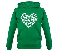 Love Cuore Cavallo - Bambini Felpa con Cappuccio Pony Animale Fantino e Lezioni