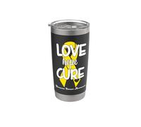 Love Cure Hope Yellow Ribbon Sarcoma Cancer Awareness Bicchiere termico in acciaio inox doppia parete
