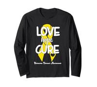 Love Cure Hope Yellow Ribbon Sarcoma Cancer Awareness Maglia a Manica