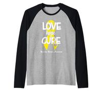 Love Cure Hope Yellow Ribbon Sarcoma Cancer Awareness Maglia con Maniche Raglan
