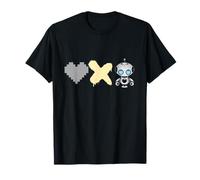 Love Death Robots - giallo Pixel Cuore, X e carino Robot Maglietta
