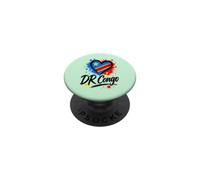 Love DR Congo Bandiera Cuore Congolese Orgoglio Vacanza Viaggio PopSockets PopGrip Adesivo