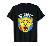 Love DRC RDC Congo con bandiera del Congo Leopard Head Emblem Maglietta