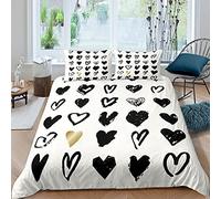 Love Duver - Set di biancheria da letto per coppie con motivo "Let Me Love You", colore: Marrone chiaro e nero, 3 pezzi