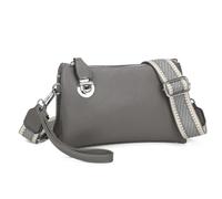 Love EMVY Embolden Collection - Borsa a tracolla da donna in ecopelle con spallacci e polsini staccabili - 3 scomparti principali, chiusura sicura con zip - 22,5 × 13,5 × 6 cm, Grigio scuro, One Size