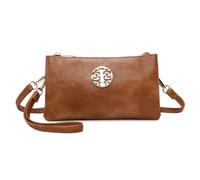 Love EMVY Rustic Tree Collection - Borsa a tracolla da polso, 21,5 × 12 × 2,5 cm, chiusura lampo superiore con 2 scomparti, cinturino da polso staccabile e tracolla regolabile, Marrone, 21.5 x 12