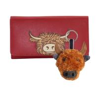 Love EMVY Set regalo con borsa e portachiavi in pelle Highland Cow - Portafoglio RFID con finestra ID e tasche per monete - Confezione regalo Ltd, Rosso, taglia unica, Contemporaneo