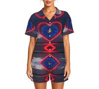 Love Fireworks Print Set pigiama a maniche corte da donna | Leggero e fresco per le mattine rilassate o le domeniche pigre