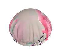 Love Flamingo Cuffia da doccia da donna a doppio strato, riutilizzabile, design di grandi dimensioni adatto a tutte le lunghezze dei capelli, adatto per ragazze, spa e uso domestico.