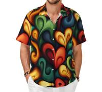 Love Flows Again Camicia a maniche corte - Top estivo casual con bottoni, Nero, X-Large-8X-Large